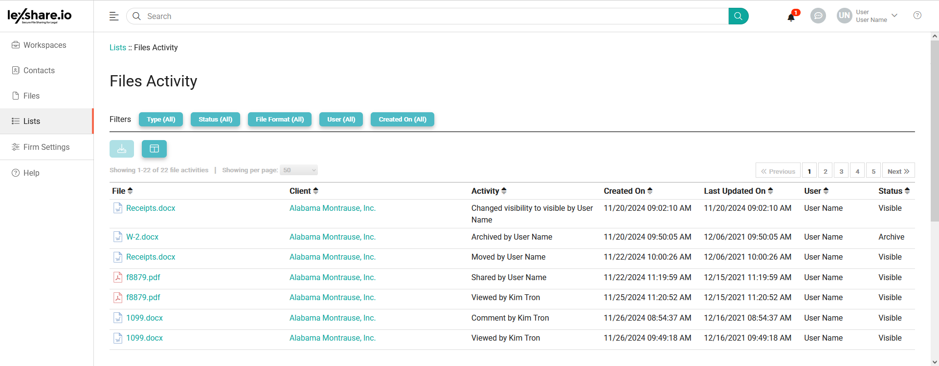 Files Activity